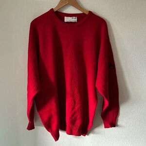 Pringle of Scotland red XL wool sweater golfer embroidery on arm washable wool